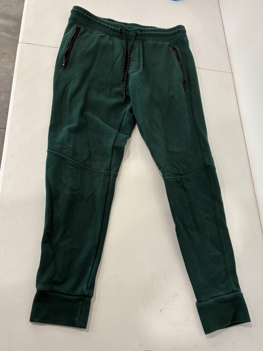 American Eagle Mens Green Fleece Joggers Zipper Pockets Size Medium